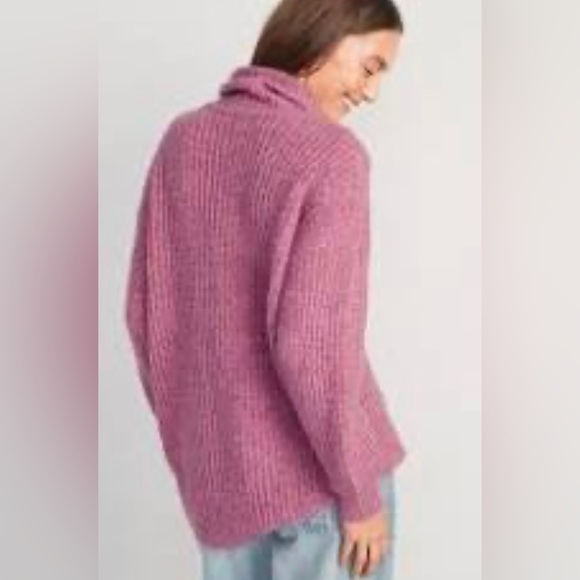 Old Navy pink dusk sweater with cowlneck, size large, polyester/nylon/wool - Picture 6 of 13